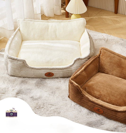 HKM-2242237 All-Season Removable Washable Dog Bed for Small to Medium Dogs with Cozy Cushion and Cat Nest