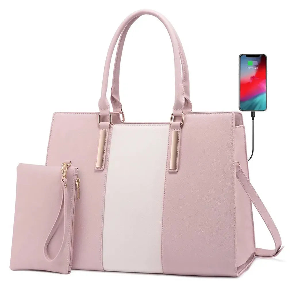 HKM-224275 Stylish 15.6-inch Laptop Tote Bag for Work and Travel - Women’s Computer Handbag and Briefcase