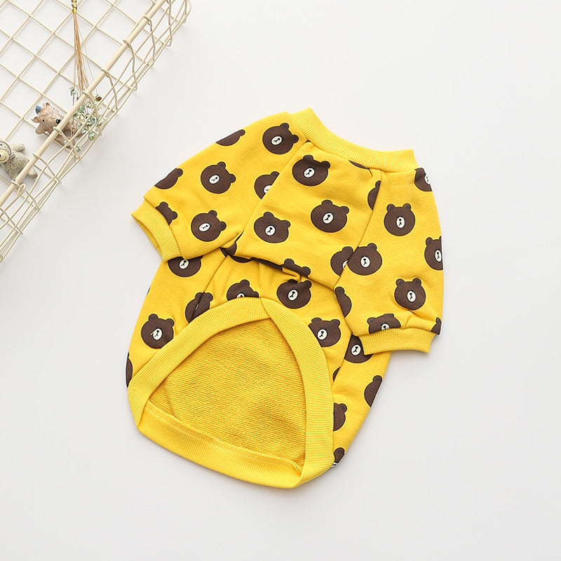 HKM-2243133 Casual Cotton Terry Dog T-Shirt in White and Yellow for Pet Comfort