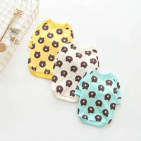 HKM-2243133 Casual Cotton Terry Dog T-Shirt in White and Yellow for Pet Comfort