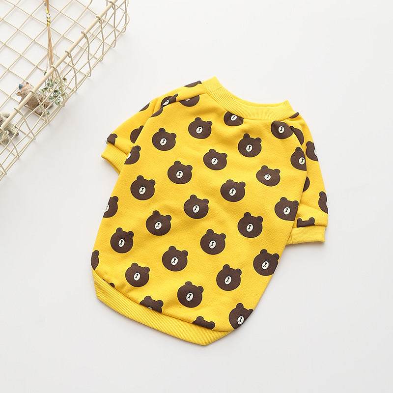 HKM-2243133 Casual Cotton Terry Dog T-Shirt in White and Yellow for Pet Comfort