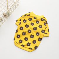 HKM-2243133 Casual Cotton Terry Dog T-Shirt in White and Yellow for Pet Comfort