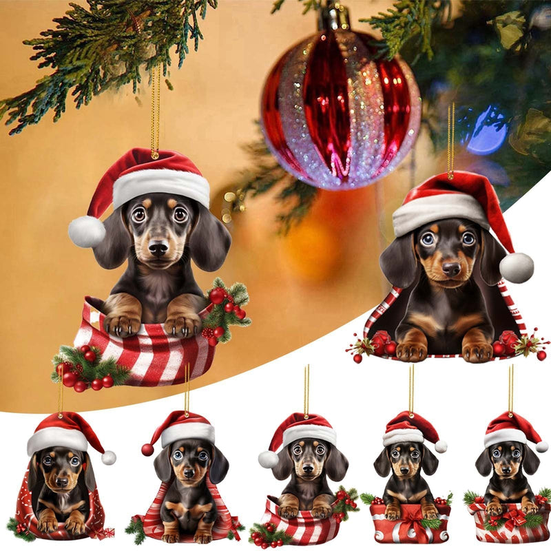 HKM-224531 Cute Dog Flat Pendant Christmas Tree Decoration in Various Colors