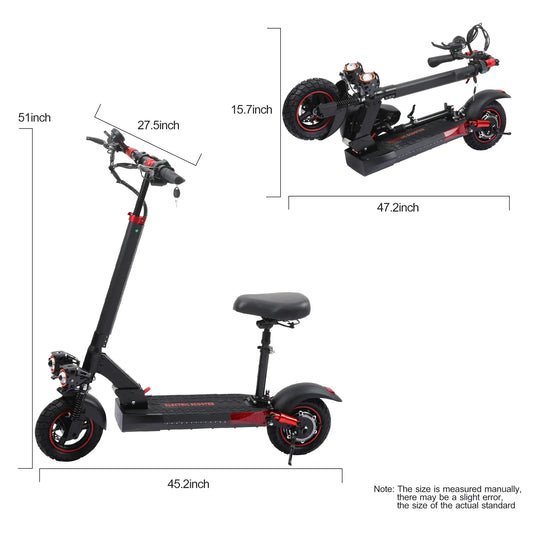 HKM-224595 Foldable Electric Scooter 48V 15Ah, 800W Motor, 55km Range, Off-Road Tires, Dual Suspension