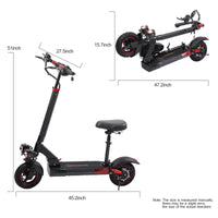 HKM-224595 Foldable Electric Scooter 48V 15Ah, 800W Motor, 55km Range, Off-Road Tires, Dual Suspension
