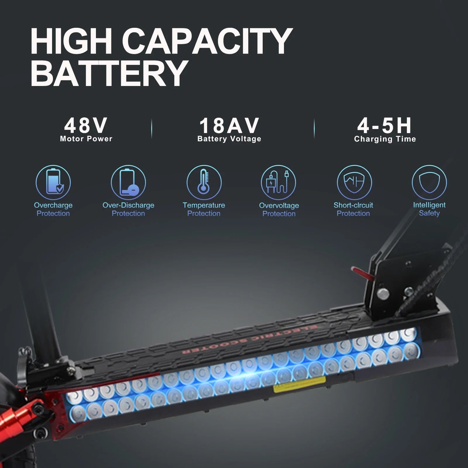HKM-224595 Foldable Electric Scooter 48V 15Ah, 800W Motor, 55km Range, Off-Road Tires, Dual Suspension