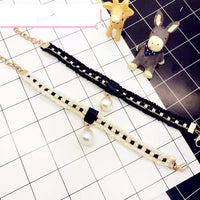 HKM-2246717 Fragrant Pearl Single Rope Dog Necklace - Cute Design in Black and Milky White, Multiple Sizes Available
