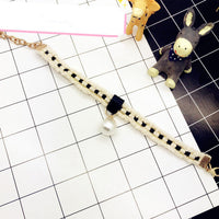 HKM-2246717 Fragrant Pearl Single Rope Dog Necklace - Cute Design in Black and Milky White, Multiple Sizes Available