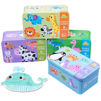 HKM-224723 3D Wooden Animal Puzzle in Iron Box for Early Learning - Educational Toy Under 50 Pieces