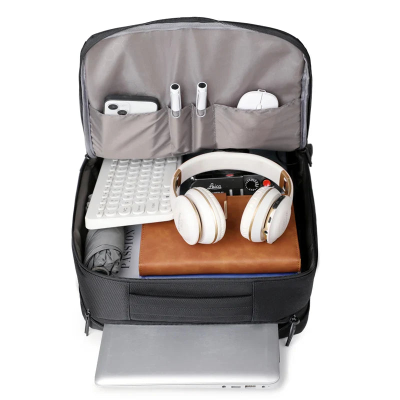 HKM-224787 Lightweight Double-Headed Zipper Laptop Backpack with USB Charging Capability