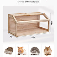 HKM-2248381 Wooden Hamster Cage Habitat with Clear Acrylic Panels for Small Animals
