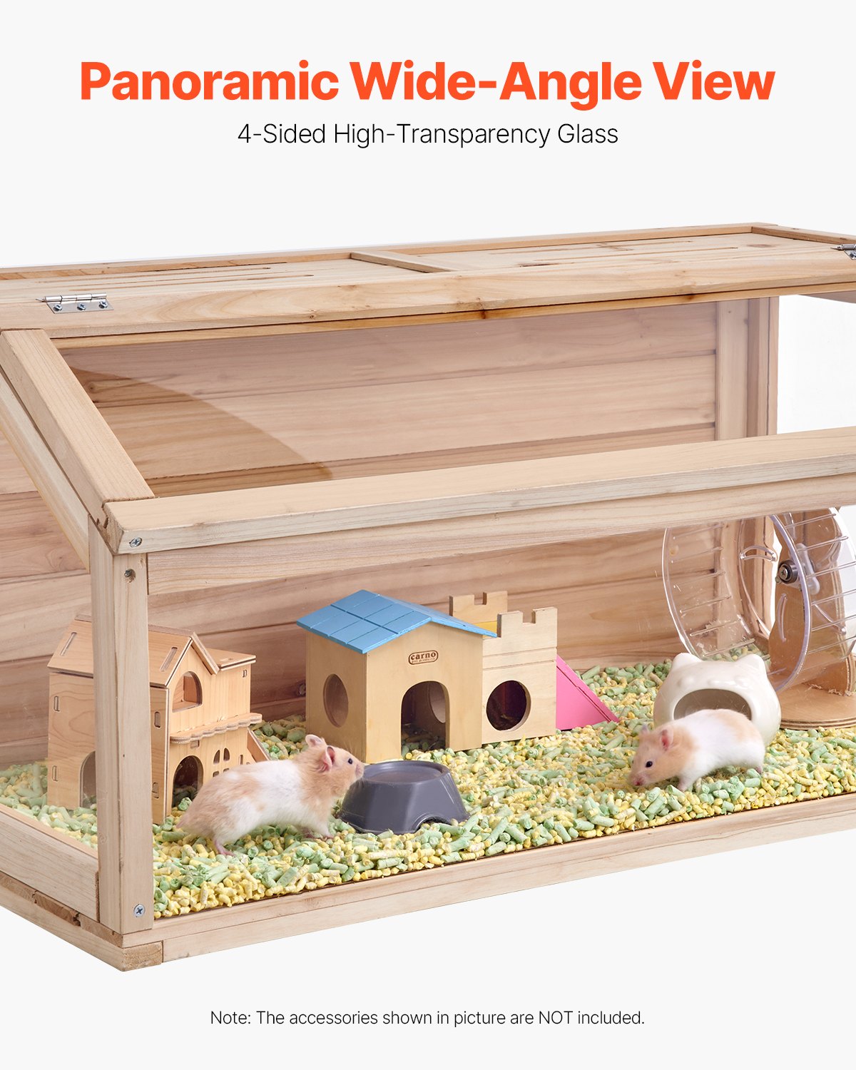 HKM-2248381 Wooden Hamster Cage Habitat with Clear Acrylic Panels for Small Animals