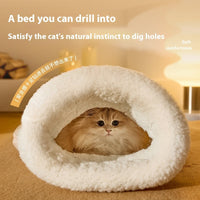 HKM-2248765 Cozy Cat Sleeping Bag with Bear Pattern - Soft Fleece & Supportive Cotton Fiber, 3D Entrance, and Machine Washable