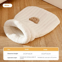 HKM-2248765 Cozy Cat Sleeping Bag with Bear Pattern - Soft Fleece & Supportive Cotton Fiber, 3D Entrance, and Machine Washable