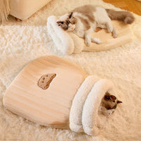 HKM-2248765 Cozy Cat Sleeping Bag with Bear Pattern - Soft Fleece & Supportive Cotton Fiber, 3D Entrance, and Machine Washable