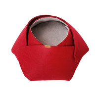 HKM-2250557 Cozy Red Felt Cat Nest with Removable Lamb Down Lining, 47cm x 40cm x 25cm