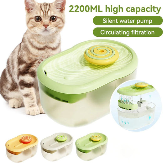 HKM-2251965 Automatic Cat Water Fountain 2.2L with Ultra-Quiet Operation and Filtration System