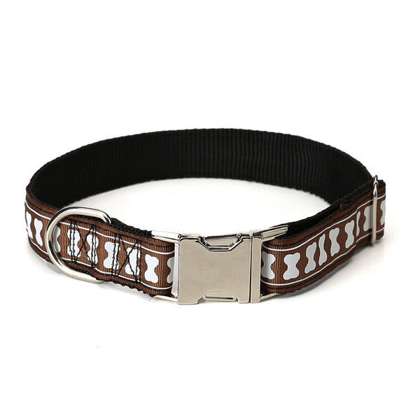 HKM-2252477 Adjustable Nylon Bone Pattern Collar in Stripes - Available in Multiple Colors and Sizes