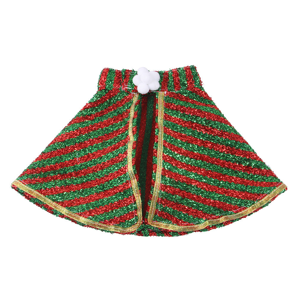 HKM-2252861 Festive Pet Cloak in Red and Green Stripes or Snowflakes for Christmas Celebrations