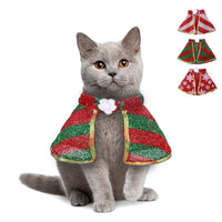 HKM-2252861 Festive Pet Cloak in Red and Green Stripes or Snowflakes for Christmas Celebrations