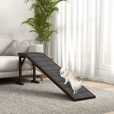 HKM-2253757 Non-Slip Wooden Dog Ramp for Bed, 74 x 16 x 25, Easy Access with Top Platform