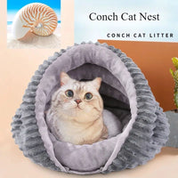 HKM-2254525 Cozy Four-Season Cat Nest Bed - Foldable, Washable Velvet Sleeping Bag for Pets