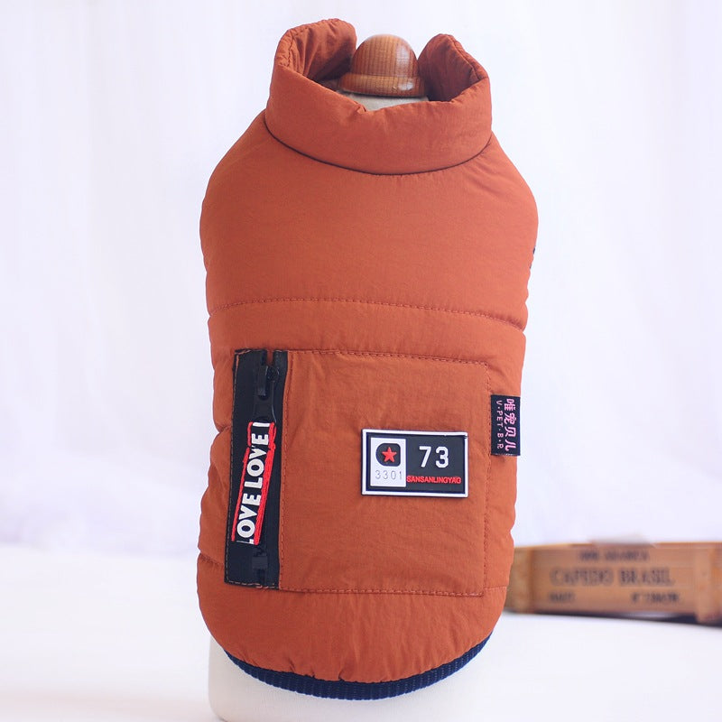 HKM-2254909 Cozy Cotton Dog Vest in Grey and Orange - Available in Sizes S to 2XL