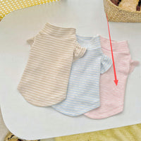 HKM-2255037 Striped Turtleneck Flounced Sleeve Pet Shirt in Blue, Pink, and Coffee