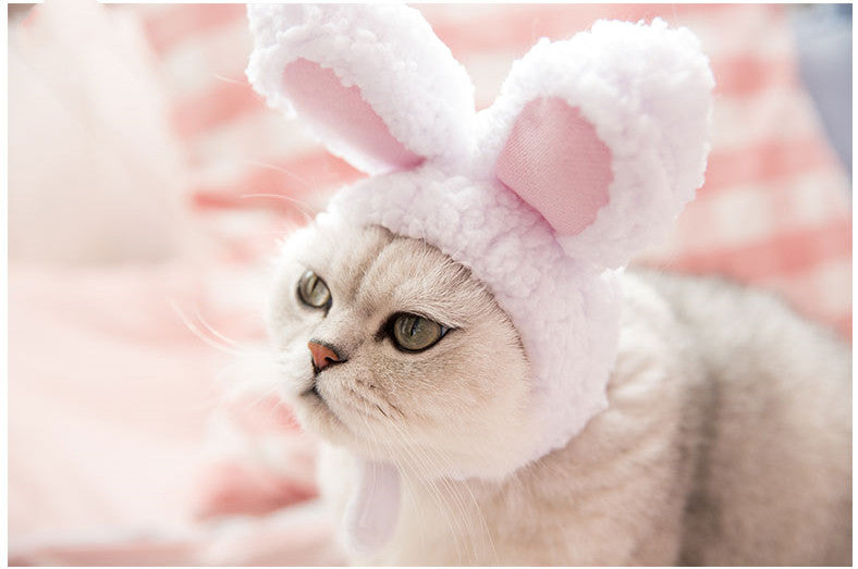 HKM-2255293 Warm Rabbit Ears Pet Hat for Dogs and Cats - Adjustable Cosplay Costume for Winter Parties
