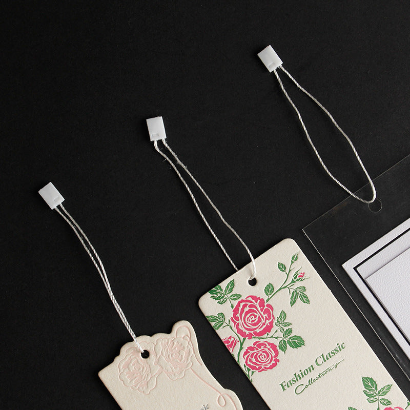 HKM-225555 Hanging Grain Home Textile Polyester Line with Plastic Buckle - 250 Tags & 1000 Rope Pieces