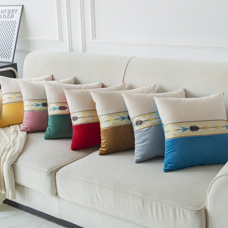 HKM-225683 Solid Color Thickened Fabric Patchwork Pillowcase 45x45cm