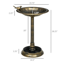 HKM-2258109 Antique Bronze Two-Basin Bird Bath with Planter and Charming Bird Statues