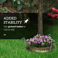 HKM-2258109 Antique Bronze Two-Basin Bird Bath with Planter and Charming Bird Statues