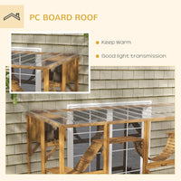 HKM-2260285 Outdoor Cat Window Box Enclosure with Shelves and Bridges for Multiple Cats - Yellow