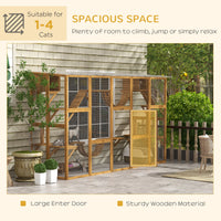 HKM-2260285 Outdoor Cat Window Box Enclosure with Shelves and Bridges for Multiple Cats - Yellow