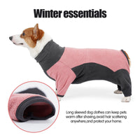 HKM-2260413 Warm Fleece Dog Coat for Winter – Cold-Proof Pet Apparel in Pink and Blue-Gray, Multiple Sizes Available