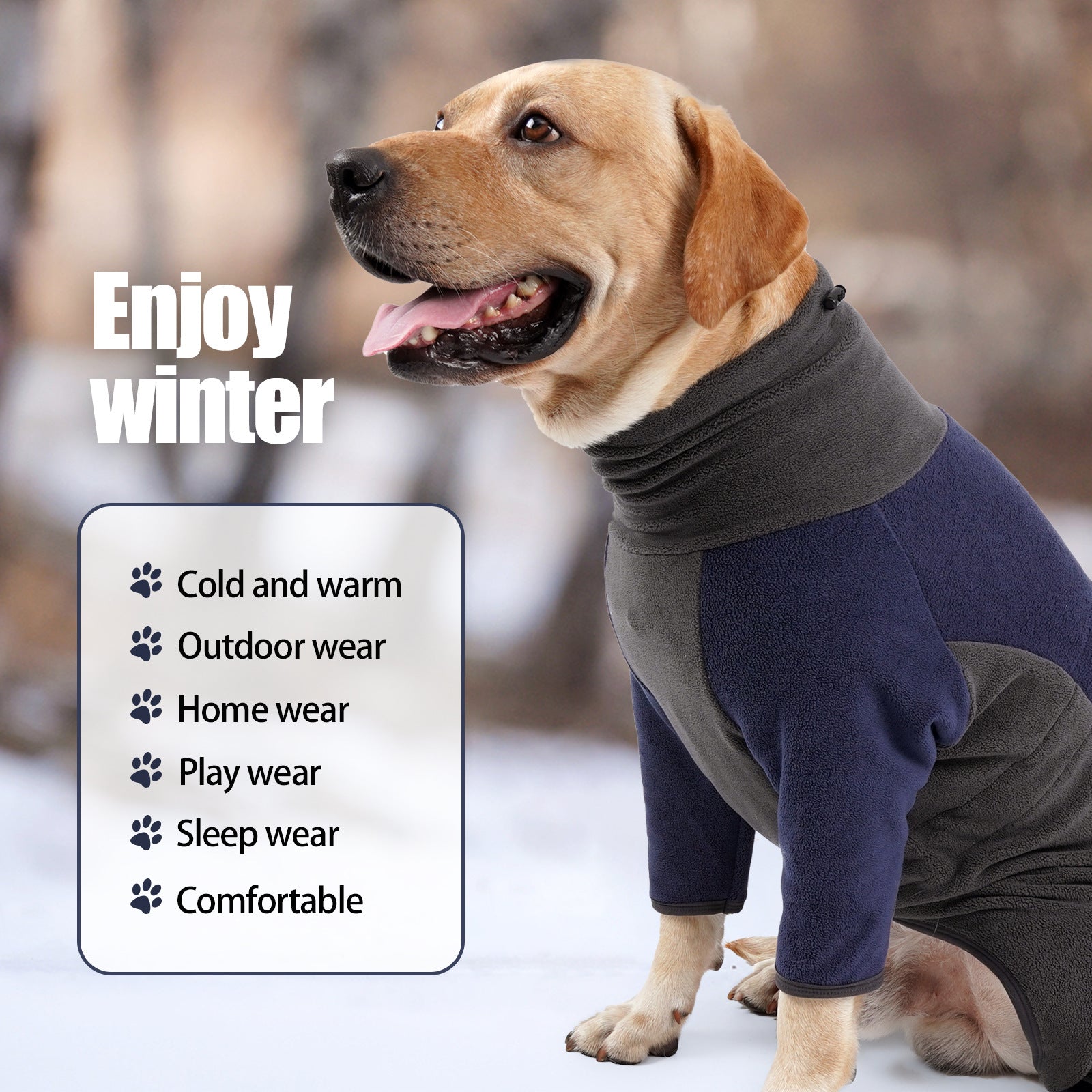 HKM-2260413 Warm Fleece Dog Coat for Winter – Cold-Proof Pet Apparel in Pink and Blue-Gray, Multiple Sizes Available