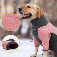 HKM-2260413 Warm Fleece Dog Coat for Winter – Cold-Proof Pet Apparel in Pink and Blue-Gray, Multiple Sizes Available