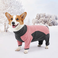 HKM-2260413 Warm Fleece Dog Coat for Winter – Cold-Proof Pet Apparel in Pink and Blue-Gray, Multiple Sizes Available