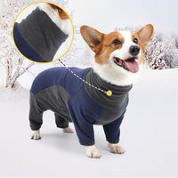 HKM-2260413 Warm Fleece Dog Coat for Winter – Cold-Proof Pet Apparel in Pink and Blue-Gray, Multiple Sizes Available