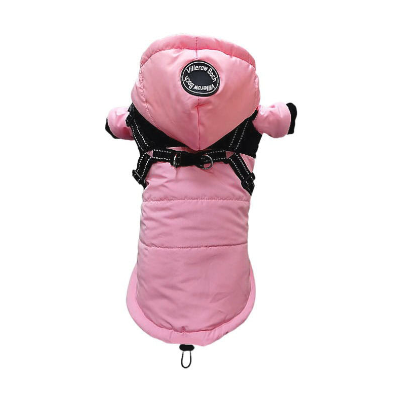 HKM-2260669 Hooded Waterproof Warm Pet Dog Jacket in Blue, Gray, Red, and Pink - Sizes S to 2XL