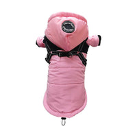 HKM-2260669 Hooded Waterproof Warm Pet Dog Jacket in Blue, Gray, Red, and Pink - Sizes S to 2XL