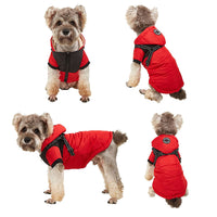 HKM-2260669 Hooded Waterproof Warm Pet Dog Jacket in Blue, Gray, Red, and Pink - Sizes S to 2XL