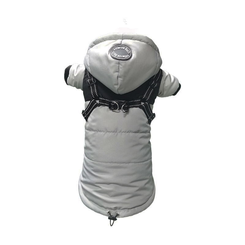 HKM-2260669 Hooded Waterproof Warm Pet Dog Jacket in Blue, Gray, Red, and Pink - Sizes S to 2XL