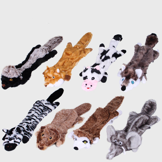 HKM-2261053 Nibbling Vent Plush Chew Toys for Pets - Zebra, Cow, Honey Badger, Marmot, Mongoose, Yellow Squirrel, Grey Wolf