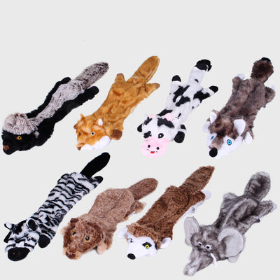 HKM-2261053 Nibbling Vent Plush Chew Toys for Pets - Zebra, Cow, Honey Badger, Marmot, Mongoose, Yellow Squirrel, Grey Wolf