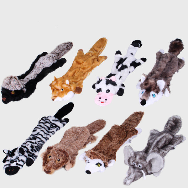 HKM-2261053 Nibbling Vent Plush Chew Toys for Pets - Zebra, Cow, Honey Badger, Marmot, Mongoose, Yellow Squirrel, Grey Wolf