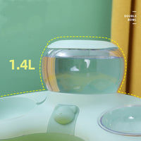 HKM-2262205 Crescent-Shaped Double Bowl for Water and Food - Available in Grey, Powder, and Green