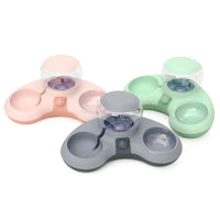 HKM-2262205 Crescent-Shaped Double Bowl for Water and Food - Available in Grey, Powder, and Green