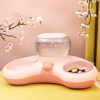HKM-2262205 Crescent-Shaped Double Bowl for Water and Food - Available in Grey, Powder, and Green